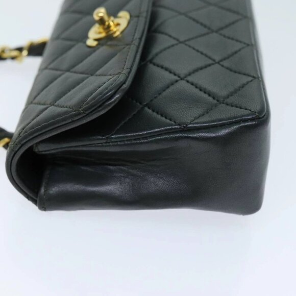 CHANEL Mini Matelasse Turn Lock Chain Bag Lamb Skin Black CC Auth 72435AV - Picture 3 of 15